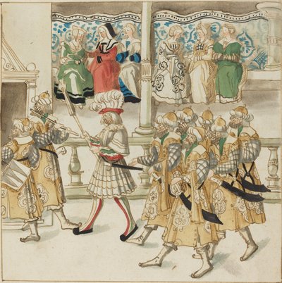 Paradujący rycerze w orientalnych strojach autorstwa German 16th Century