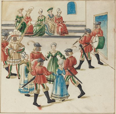 Trzy pary w tańcu w kręgu autorstwa German 16th Century