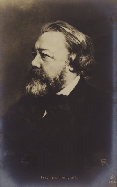 Ferdinand Freiligrath (1810-1876), niemiecki poeta (zdjęcie czarno-białe) autorstwa German Photographer