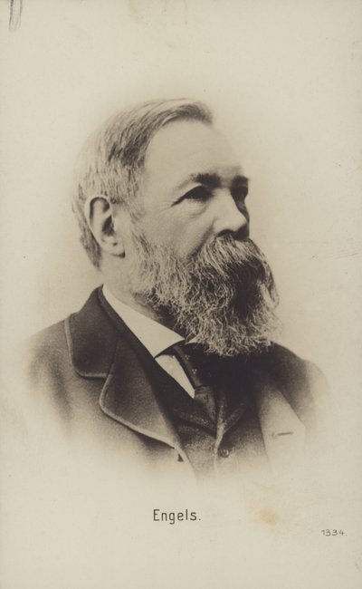 Fryderyk Engels (1820-1895), niemiecki teoretyk polityki, badacz społeczny i pisarz (zdjęcie czarno-białe) autorstwa German Photographer