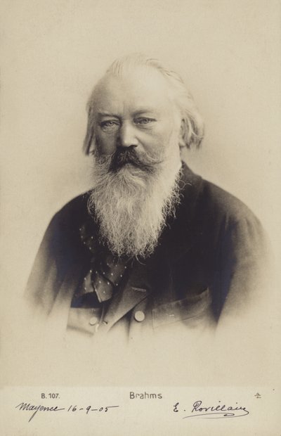 Johannes Brahms, niemiecki kompozytor i pianista (1833-1897) (zdjęcie czarno-białe) autorstwa German Photographer