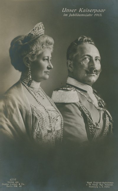 Cesarz Wilhelm II i cesarzowa Augusta Wiktoria w roku swojego srebrnego jubileuszu autorstwa German Photographer