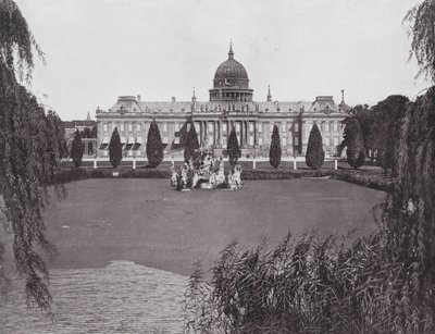 Poczdam, pałac miejski i fontanna Neptuna (zdjęcie czarno-białe) autorstwa German Photographer