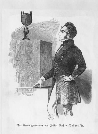 1. markiz Dalhousie, gubernator Indii (grawerowanie) autorstwa German School