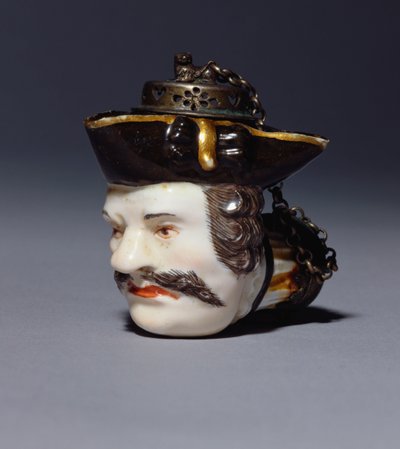 Misa portretowa z fajką miśnieńską, wzorowana na głowie Schmiedla, ok. 1750 (porcelana) autorstwa German School
