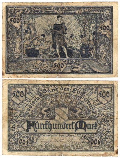 Banknot pięćset marek, 1922 (odwrócony i odwrócony) autorstwa German School