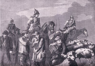 Partia żerująca, Cassells History of the War between France and Germany, wydana przez Cassell and Company Limited, c.1890 (lito) autorstwa German School