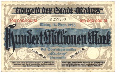 Banknot 100 milionów marek, 1923 autorstwa German School