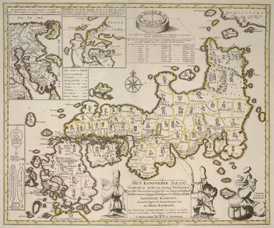 Mapa Królestwa Japonii podzielonego na sześćdziesiąt osiem prowincji, Oddzielne mapy Kamschatki i Niphon autorstwa German School