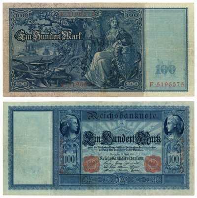 Banknot stumark, 1910 (odwrócony i odwrócony) autorstwa German School