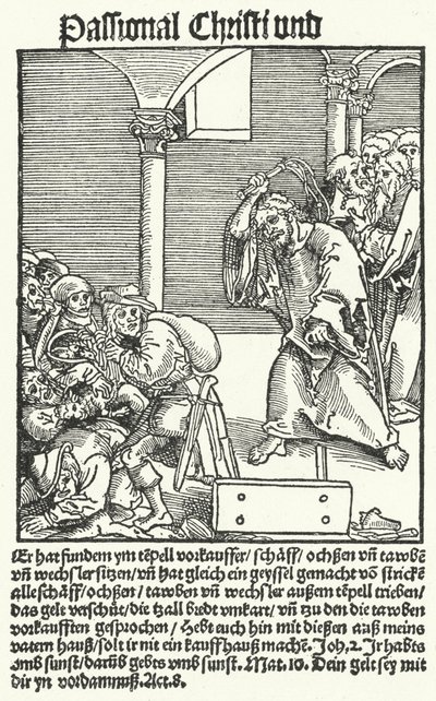 Strona z antypamfletu Lutra Passional Christi und Antichrist autorstwa German School