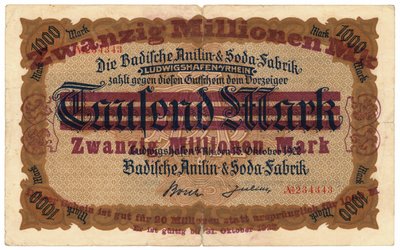 Banknot 20 milionów marek, 1922 autorstwa German School