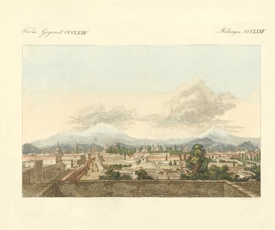 Widok na Meksyk i dalsze okolice tego miasta (kolorowa grawerunek) autorstwa German School