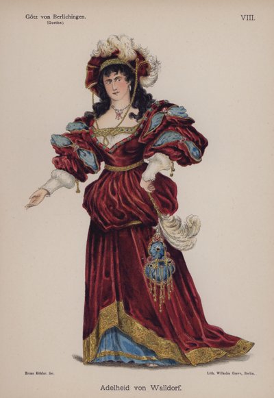 Adelheid von Walldorf, z Gotz von Berlichingen przez Goethego (kolor lito) autorstwa German School