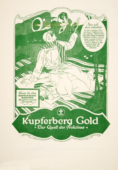 Reklama Kupferberg Gold, od Styl, pub.1922 (druk pochoir) autorstwa German School