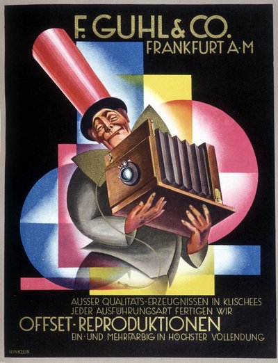 Reklama dla niemieckiego producenta aparatów Offset. W „”Gebrauchs Graphik””, niemieckiej gazecie autorstwa German School