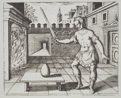 Alchemiczna Alegoria: Jajo Filozofów ze Srutinium Chymicum Michaela Majera (1687) zilustrowana w historii magii opublikowanej pod koniec XIX wieku autorstwa German School