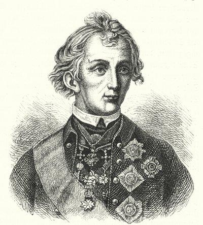 Aleksander Suworow, rosyjski generał (grafika) autorstwa German School