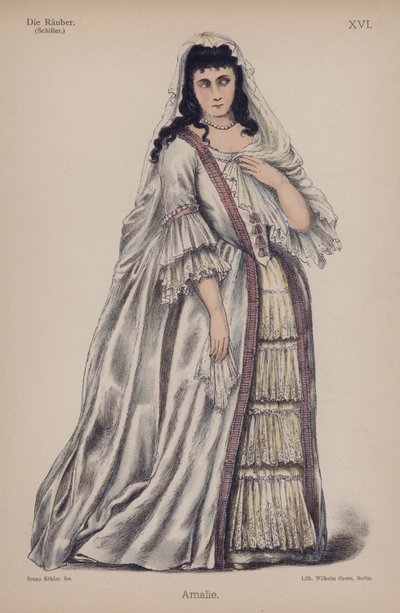 Amalie, z Die Rauber (Zbójcy) Friedricha Schillera (kolor lito) autorstwa German School