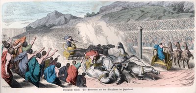 Historia starożytna. Grecja. Zawody lekkoatletyczne, wyścig rydwanów na ... (rycina) autorstwa German School