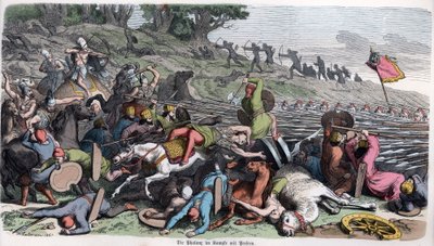 Historia starożytna. Macedonia. Macedońska falanga walcząca z Persami. ... (rycina) autorstwa German School