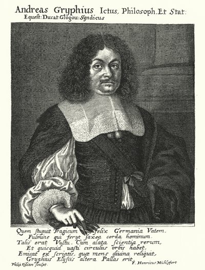 Andreas Gryphius, niemiecki poeta i dramaturg (grafika) autorstwa German School