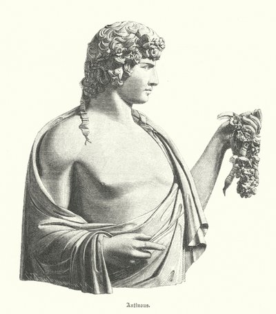 Antinous, grecka młodzież i ulubieniec lub kochanek rzymskiego cesarza Hadriana (rycina) autorstwa German School