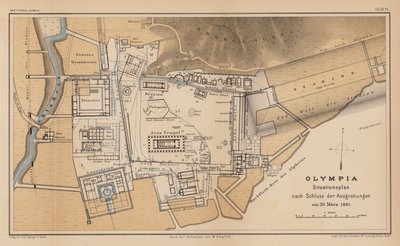 Mapa archeologiczna Olimpii (rycina) autorstwa German School