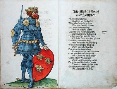 Ariowistus, król Germanów, z "Pochodzenia pierwszych dwunastu starych królów i książąt narodu niemieckiego". autorstwa German School