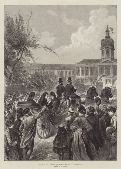 Przybycie królowej Wiktorii do Charlottenburg (grawerowanie) autorstwa German School