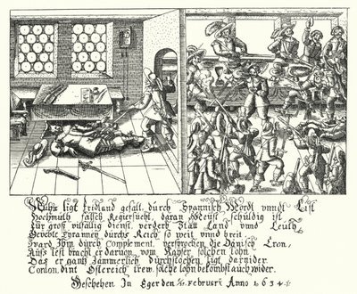 Zabójstwo Albrechta von Wallenstein autorstwa German School