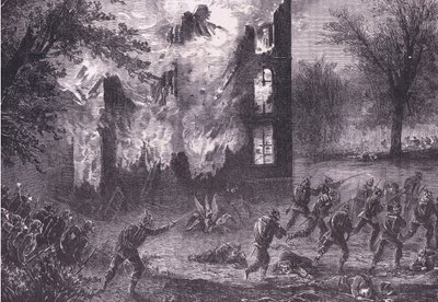 Atak na zaawansowaną pozycję francuską, Cassells History of the War between France and Germany, wydany przez Cassell and Company Limited, c.1890 (lito) autorstwa German School