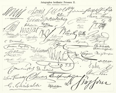 Autografy znanych osób: mężów stanu, książąt, generałów itp. (grawerowanie) autorstwa German School