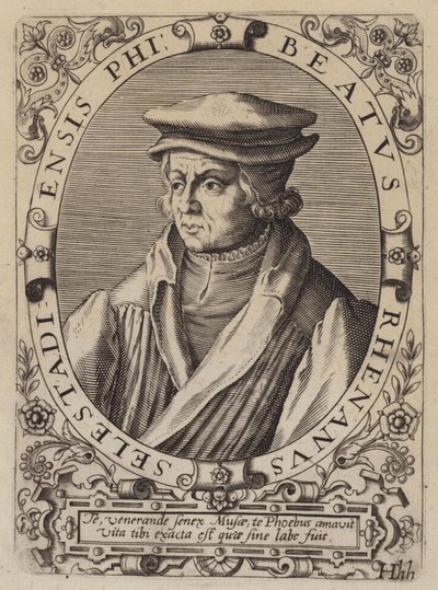 Beatus Rhenanus, niemiecki humanista, uczony i reformator religijny (grafika) autorstwa German School