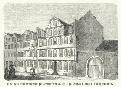 Miejsce urodzenia niemieckiego pisarza Johanna Wolfganga von Goethego, Frankfurt nad Menem, początek XIX wieku (rycina) autorstwa German School