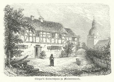 Miejsce urodzenia niemieckiego poety Gottfrieda Augusta Buergera, Molmerswende (grafika) autorstwa German School