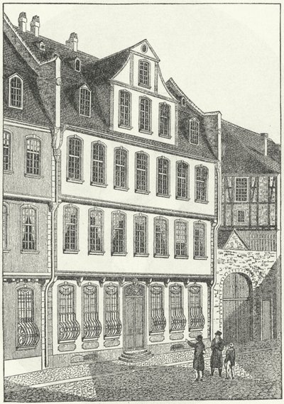 Miejsce urodzenia niemieckiego pisarza i męża stanu Johanna Wolfganga von Goethego, Frankfurt, Niemcy (rycina) autorstwa German School