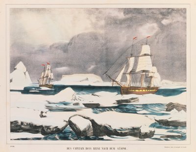 Ekspedycja brytyjskiego polarnika kapitana Rossa na Antarktydę, opublikowana przez J. Scholza, Mainz, w latach 1839-42 autorstwa German School