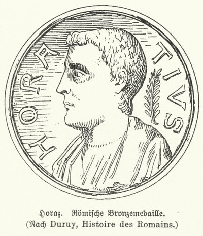 Brązowy medal przedstawiający rzymskiego poetę Horacego (lit) autorstwa German School