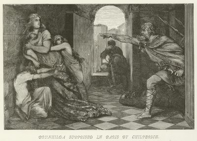 Brunhilda zaskoczona Chilperich w Paryżu autorstwa German School