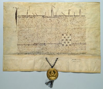 Bulla Karola IV (1316-78) cesarza rzymskiego, 29 stycznia 1365 (tusz na pergaminie ze złotą pieczęcią) autorstwa German School