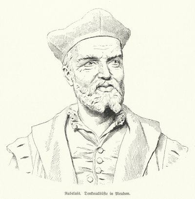 Popiersie francuskiego autora Francois Rabelais w Meudon we Francji (lito) autorstwa German School
