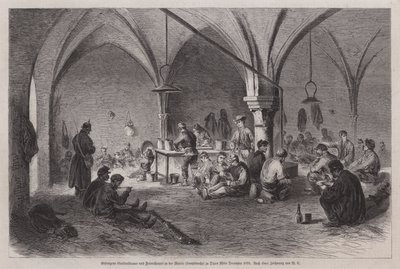 Pojmani Garibaldians i franc-tireurs w ratuszu Dijon, Francja, wojna francusko-pruska, połowa grudnia 1870 (rycina) autorstwa German School