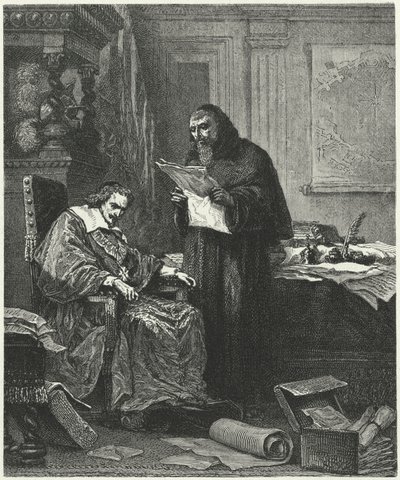 Kardynał Richelieu i jego powiernik i agent Pere Joseph (grafika) autorstwa German School