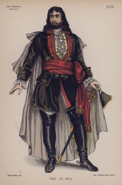 Carl, z Die Rauber (Zbójcy) Friedricha Schillera (kolor lito) autorstwa German School