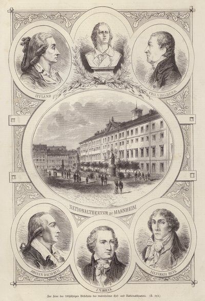 Stulecie Sądu i Teatrów Narodowych, Mannheim, Niemcy (grafika) autorstwa German School