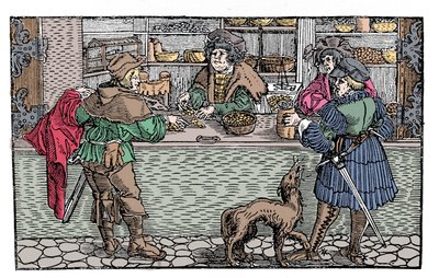 Zmieniacz: barter i wymiana. Xylografia niemiecka z XVI wieku. autorstwa German School