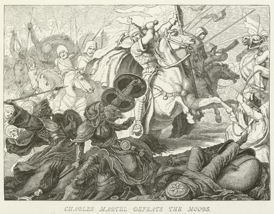 Charles Martel pokonuje Maurów autorstwa German School
