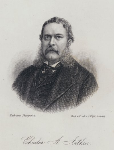 Chester A Arthur, amerykański polityk i 21. prezydent Stanów Zjednoczonych (grafika) autorstwa German School