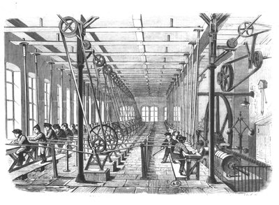 Dzieci pracujące w fabryce papieru w Aschaffenburg, Niemcy, 1858 autorstwa German School